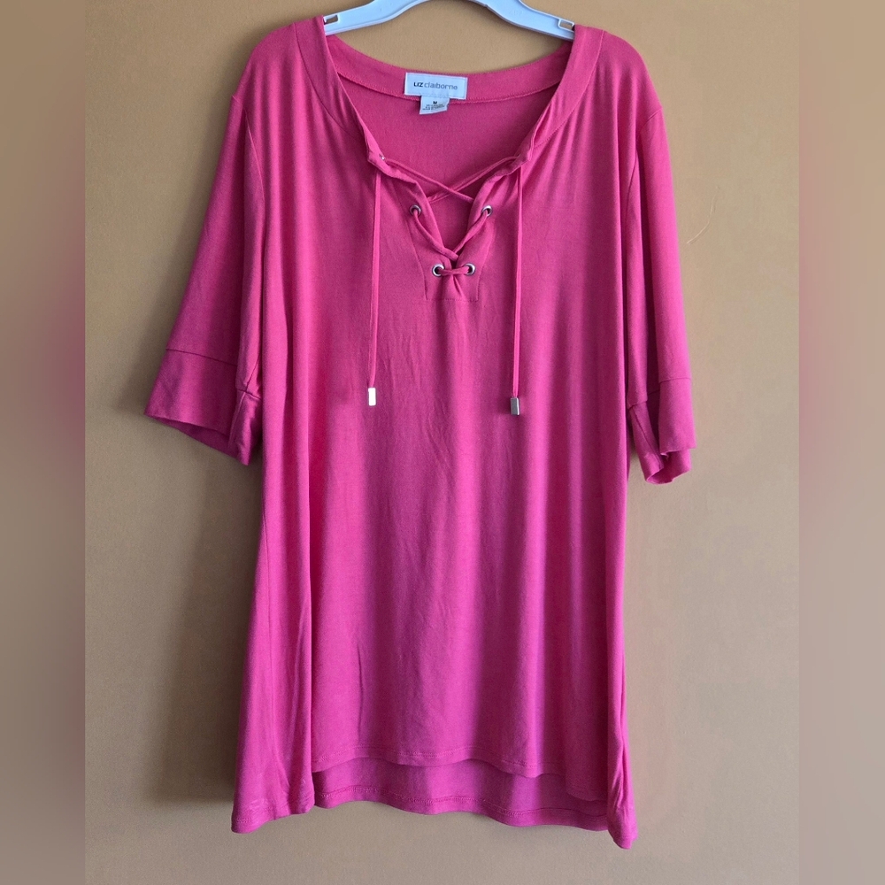 Liz Claiborne Pink Tie Top PTP=17.5"